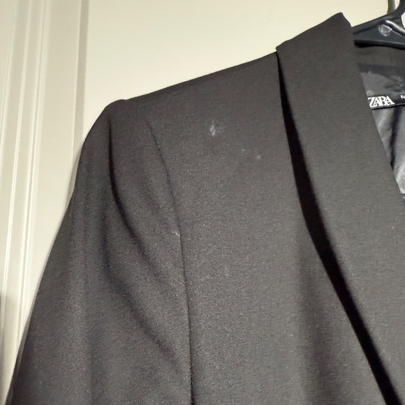ZARA Black Longline Belted Blazer | Size M | Minimalist Shawl Collar Jacket - Picture 2 of 4